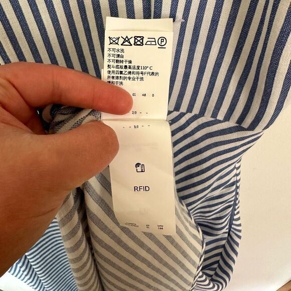 Marella Women’s Blue and White Striped Sleeveless Modest Neckline Midi Maxi Dres - Picture 13 of 13